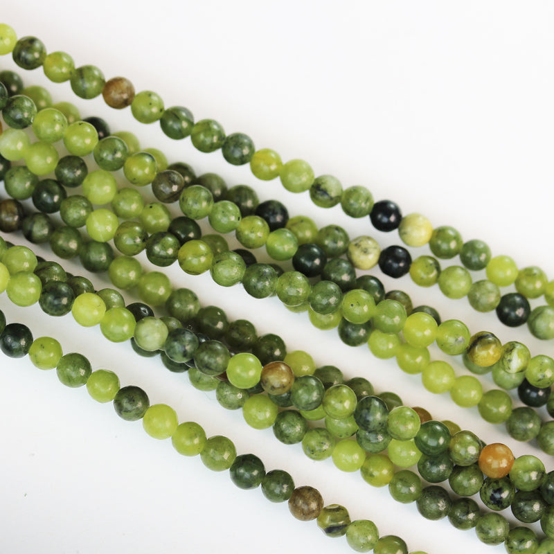 Natural Green Jade, 4mm Green Round Gemstone Strand, 15.5 inch , about 85 beads , 0.6mm hole