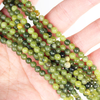 Natural Green Jade, 4mm Green Round Gemstone Strand, 15.5 inch , about 85 beads , 0.6mm hole