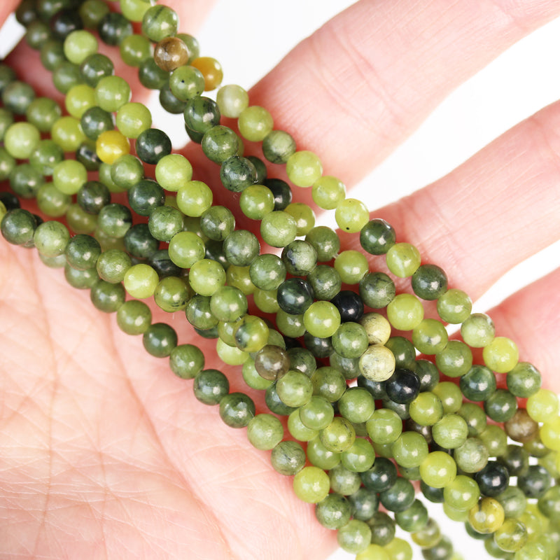 Natural Green Jade, 4mm Green Round Gemstone Strand, 15.5 inch , about 85 beads , 0.6mm hole