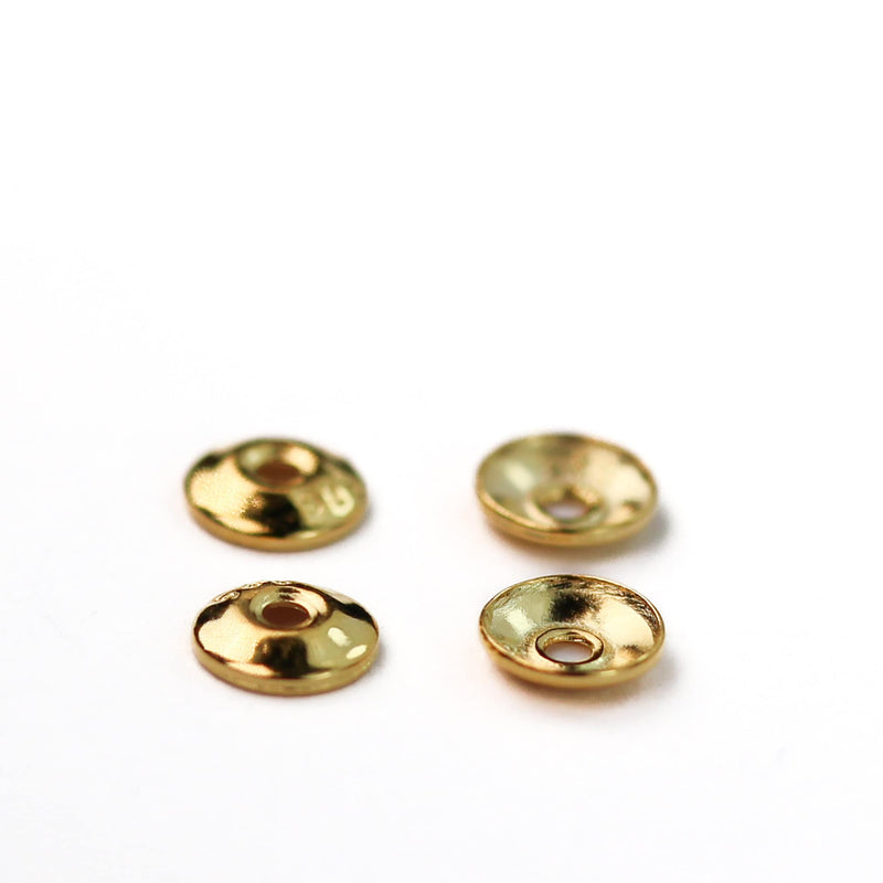 Bead caps 30pcs 18k gold on 925 sterling silver jewelry findings bead cap,4mm bead cap,1mm hole