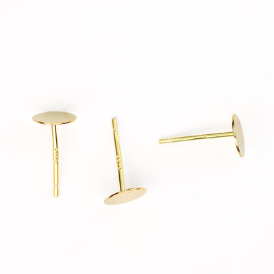 Gold vermeil style earstud 10pcs 18k gold on 925 sterling silver, jewellery findings, w/ flat pad round base, 4/6mm