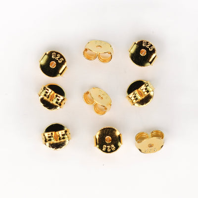 10pcs 18k gold vermeil on 925 sterling silver earring backs, earnuts for earrings, jewellery making findings, 5mm round