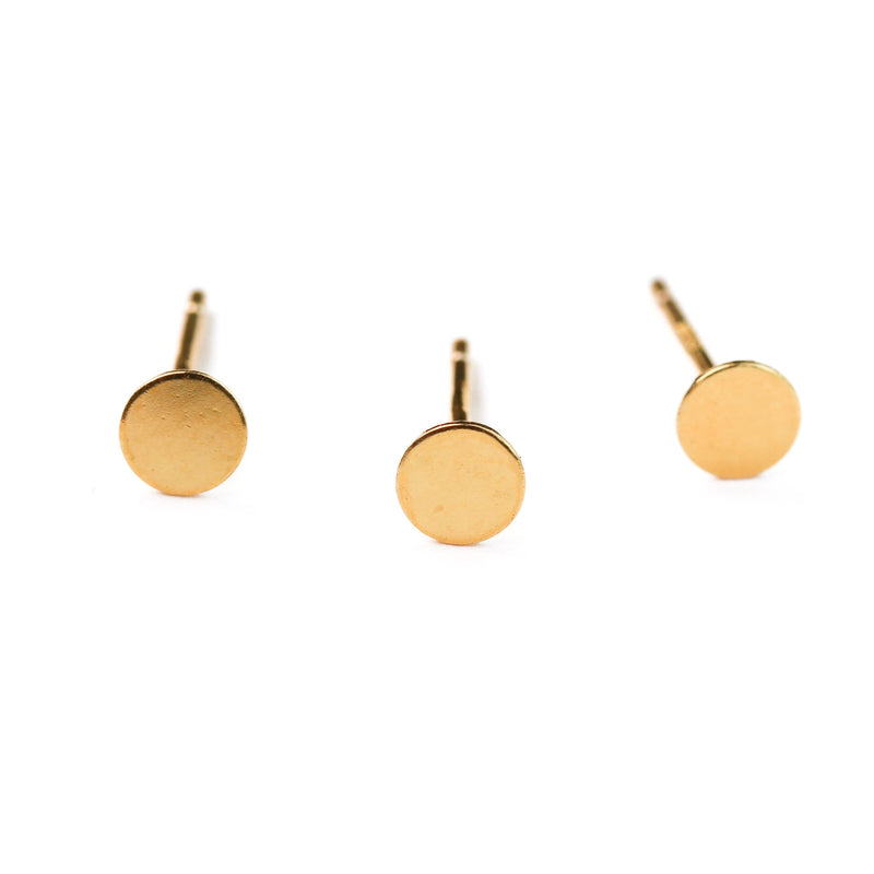 Gold vermeil style earstud 10pcs 18k gold on 925 sterling silver, jewellery findings, w/ flat pad round base, 4/6mm