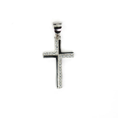 Silver charm 1pc 925 sterling silver w cubic zirconia jewellery findings cross charms beads, 12*20mm, 8mm bail, 4mm hole