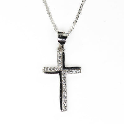 Silver charm 1pc 925 sterling silver w cubic zirconia jewellery findings cross charms beads, 12*20mm, 8mm bail, 4mm hole