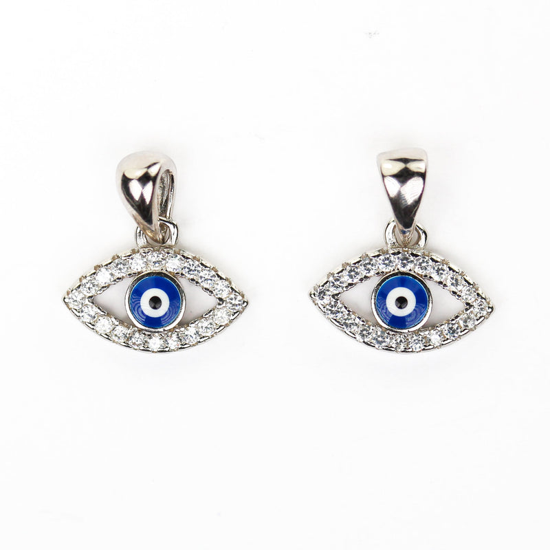 Charm 1pc 925 Sterling Silver Jewellery Findings Pendant Beads Cubic Zirconia Gemstones,9*12mm Protection Charm,3mm Evil Eye Pupil,6mm Bail