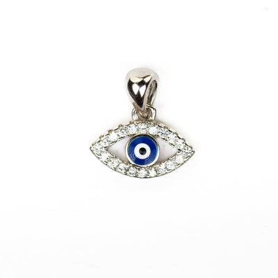 Charm 1pc 925 Sterling Silver Jewellery Findings Pendant Beads Cubic Zirconia Gemstones,9*12mm Protection Charm,3mm Evil Eye Pupil,6mm Bail