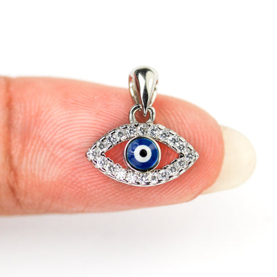 Charm 1pc 925 Sterling Silver Jewellery Findings Pendant Beads Cubic Zirconia Gemstones,9*12mm Protection Charm,3mm Evil Eye Pupil,6mm Bail