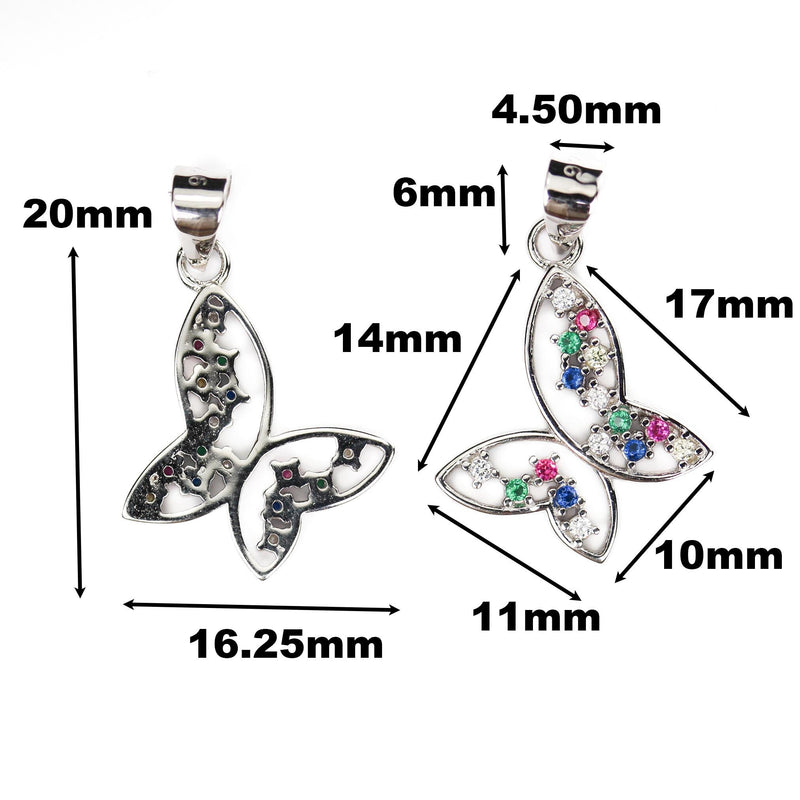 Charm 1pc 925 sterling silver jewellery findings butterfly charm beads pendant, 16*20mm, 6mm bail, 4mm hole