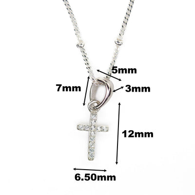 Silver Charm 2pcs 925 Sterling Silver w Cubic Zirconia Jewellery Findings Cross Charms Beads, 6*12mm, 3*7mm Bail, 4mm hole