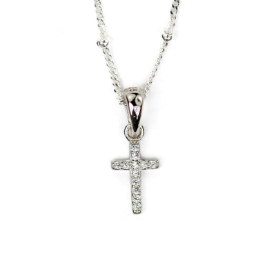 Silver Charm 2pcs 925 Sterling Silver w Cubic Zirconia Jewellery Findings Cross Charms Beads, 6*12mm, 3*7mm Bail, 4mm hole