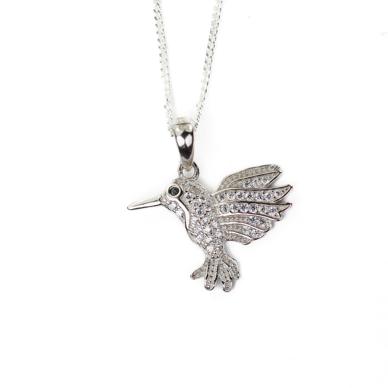 Silver charm 1pc 925 sterling silver jewellery findings charm humming bird beads, w/ white cubic zirconia stone, 16*20mm, 6mm bail