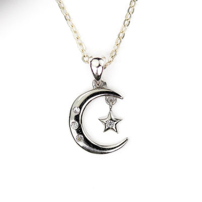 Charm 925 Sterling Silver w/ 1mm Cubic Zirconia Jewellery Findings Charm Beads ,Moon and Star Charm, 12*16mm, 6mm Star,5mm bail Hole