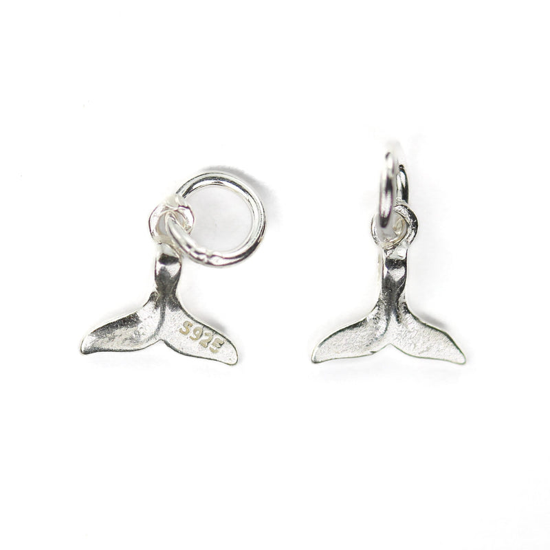 4pcs Silver Charm 9mm Whale Tail Mermaid Tail 2pcs 925 Sterling Silver Jewellery Findings Pendant/Charm Beads, 6mm Closed Jump Ring