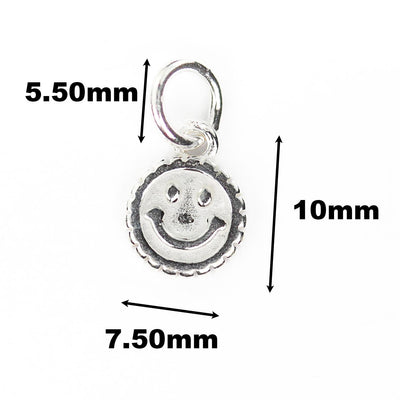 Charms 2pcs 925 sterling silver jewellery findings smiley face emoji charm beads , 8mm button