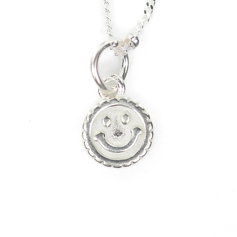 Charms 2pcs 925 sterling silver jewellery findings smiley face emoji charm beads , 8mm button