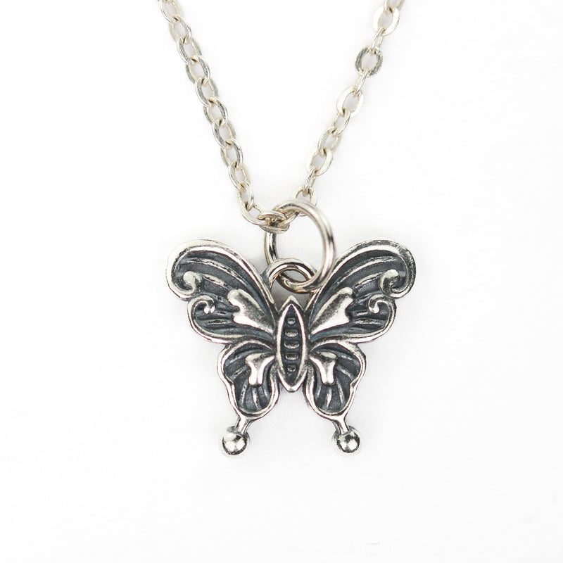 Charm 1pc antique 925 Antique sterling silver jewellery findings butterfly charm beads pendant, 13*15mm, 6mm closed jump ring