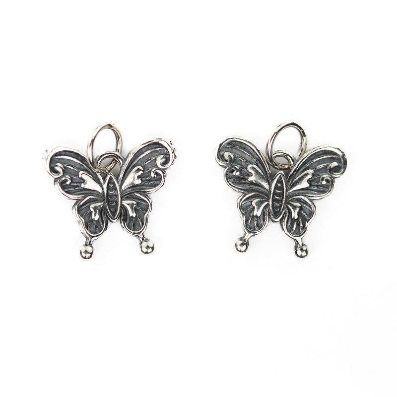 Charm 1pc antique 925 Antique sterling silver jewellery findings butterfly charm beads pendant, 13*15mm, 6mm closed jump ring