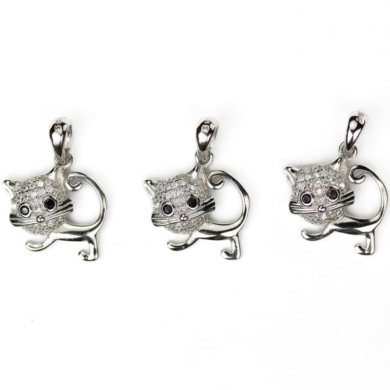 Jewelry charms 1pc 925 sterling silver jewellery findings charm beads, cat charm, 15*15mm, 6mm bail, 5mm hole