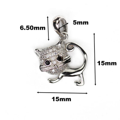 Jewelry charms 1pc 925 sterling silver jewellery findings charm beads, cat charm, 15*15mm, 6mm bail, 5mm hole