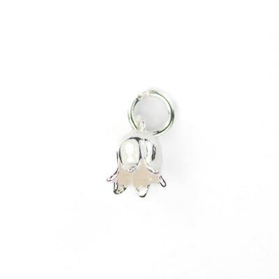 2pc 925 sterling silver jewellery findings bell-flower lily tulip charm beads , 7*8mm flower, 5mm closed ring