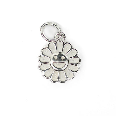 Charms 2pcs 925 sterling silver jewellery findings charm beads , 10mm flower smiley face charms, 5mm jump ring