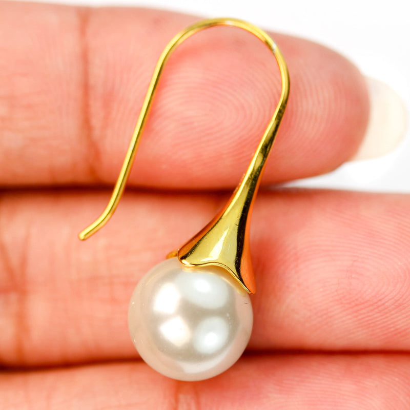 2pcs Jewellery Findings Trumpet Earwire, 18K Gold Vermeil, 26mm cone fishhook with half pin for half drilled beads