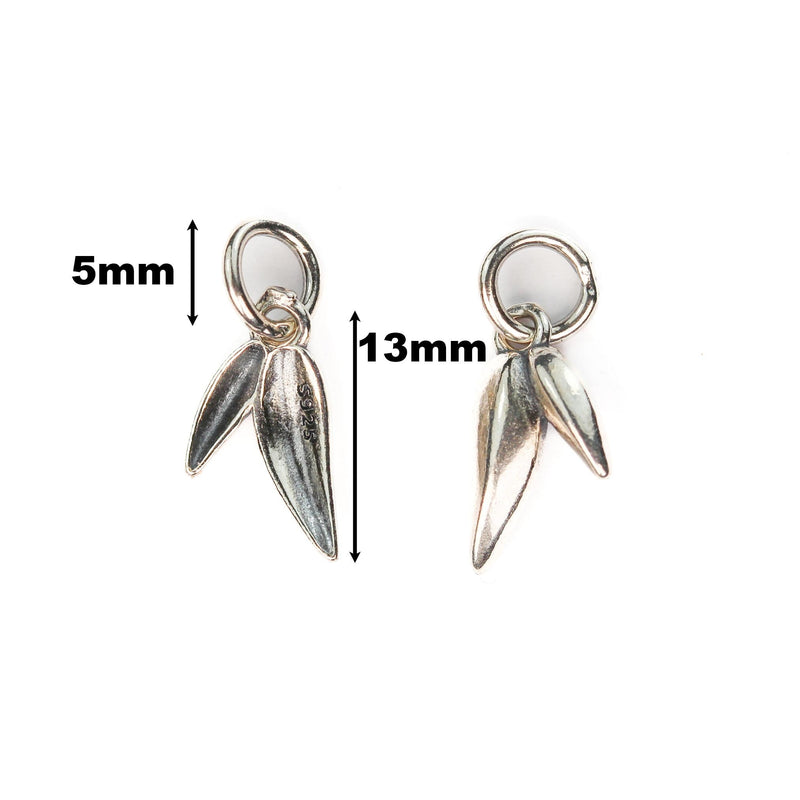 Charms 2pcs 925 antique sterling silver jewellery findings charm beads , 13mm leaves