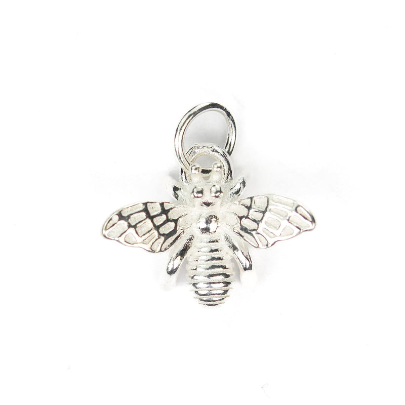 Charm 925 sterling silver jewellery findings charm pendant beads, 2pcs honey bee charms 11*15mm, 5mm closed jump ring