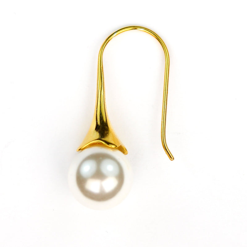 2pcs Jewellery Findings Trumpet Earwire, 18K Gold Vermeil, 26mm cone fishhook with half pin for half drilled beads