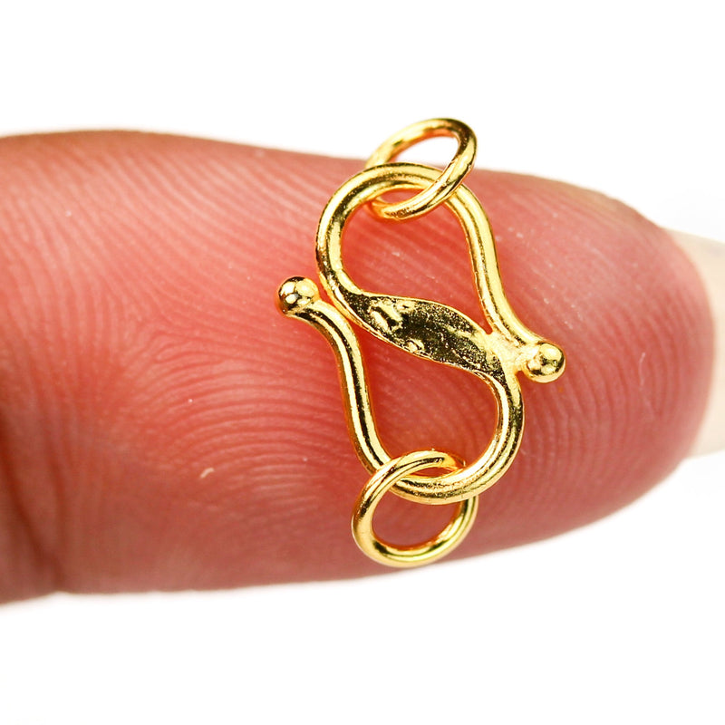 Hook clasp 4pcs 18k Gold vermeil on 925 sterling silver jewellery finding clasp,s-hook,12*9mm, 4mm closed jump ring