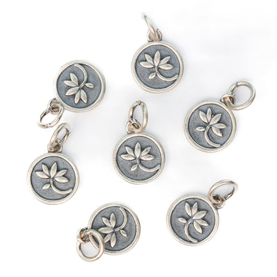 Charms 2pcs 925 sterling silver jewellery findings lotus charm beads, 9mm button 5mm closed jump ring