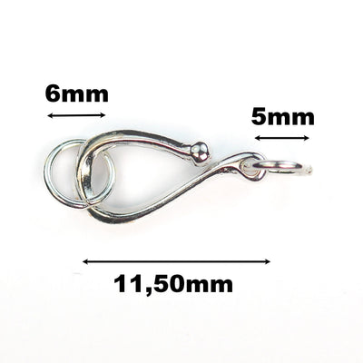 Hook clasp 2sets 925 sterling silver jewellery finding clasp,s-hook, length 12mm, 7mm width, 5mm/6mm closed jump ring