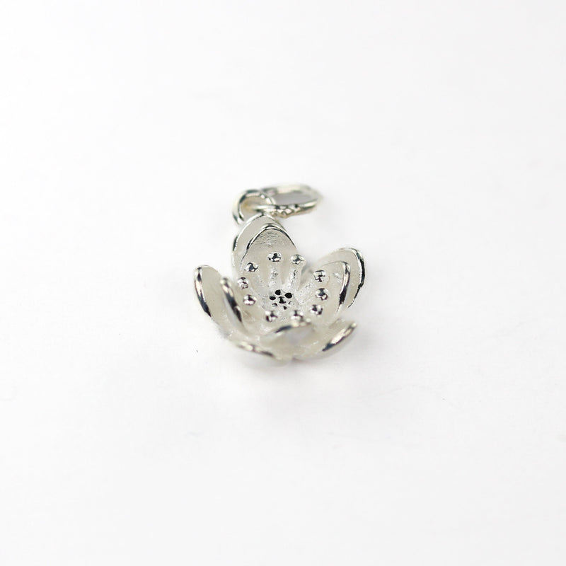 Charms 2pcs 925 sterling silver jewellery findings charm beads , 10mm 3d flower charms, 5mm jump ring