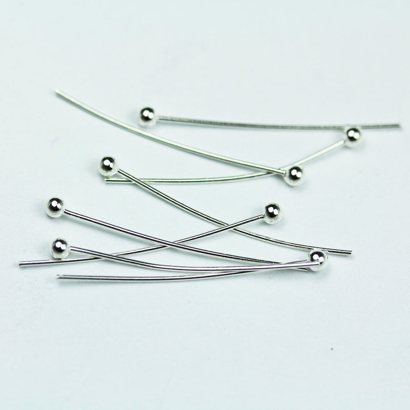 20pcs 20mm 26gauge 925 Sterling Silver Jewellery findings Head Pin w/ball End,  ball1.5mm