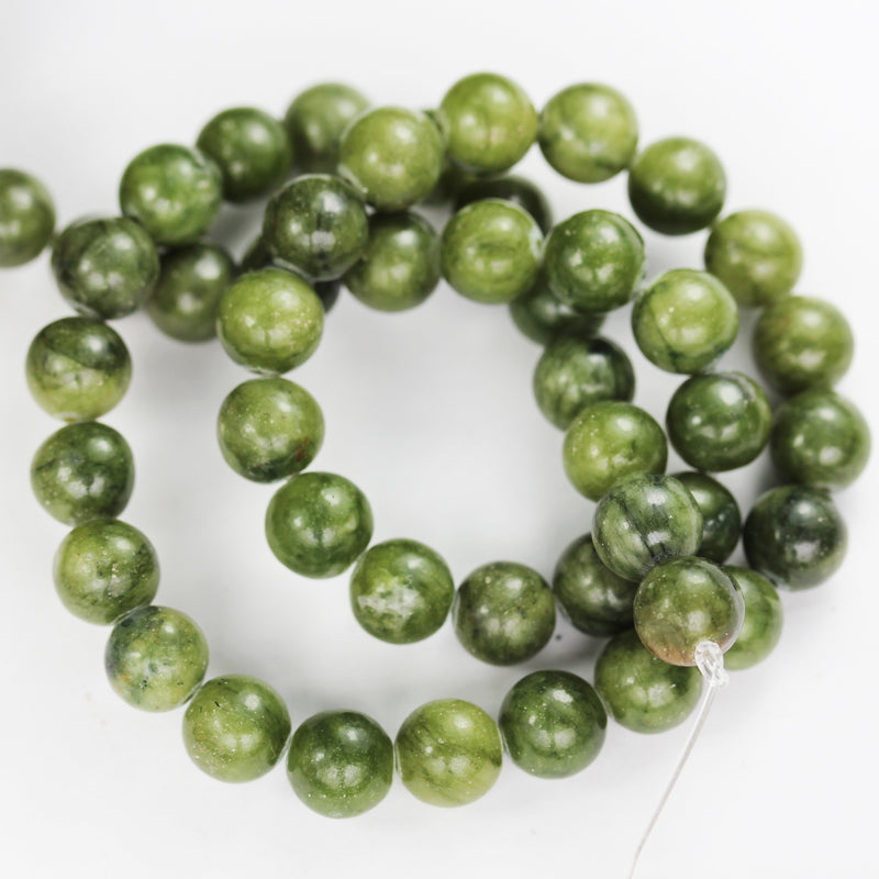 Green Jade,10mm Green Round Gemstone Strand, 15.5 inch , about 40 beads , 1mm hole