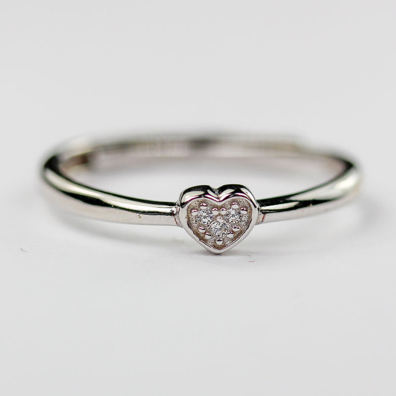 Heart Ring 1pc adjustable 925 Sterling Silver w/ 1mm Cubic Zirconia Jewellery  Ring  3*4mm heart with gemstone