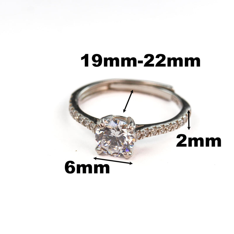 Solitaire Ring 1pc adjustable 925 Sterling Silver w/ 6mm center round brilliant Cubic Zirconia Jewellery , Gift for her