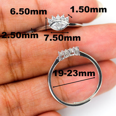 Eye Ring 1pc adjustable 925 Sterling Silver w/Cubic Zirconia Jewellery  Ring , 6*7mm cubic zoiconia