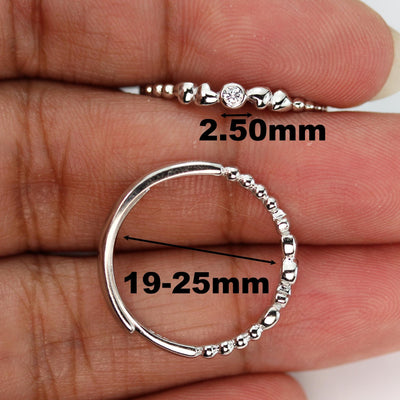 Heart Ring 1pc adjustable 925 Sterling Silver w/ 2.50mm  round Cubic Zirconia