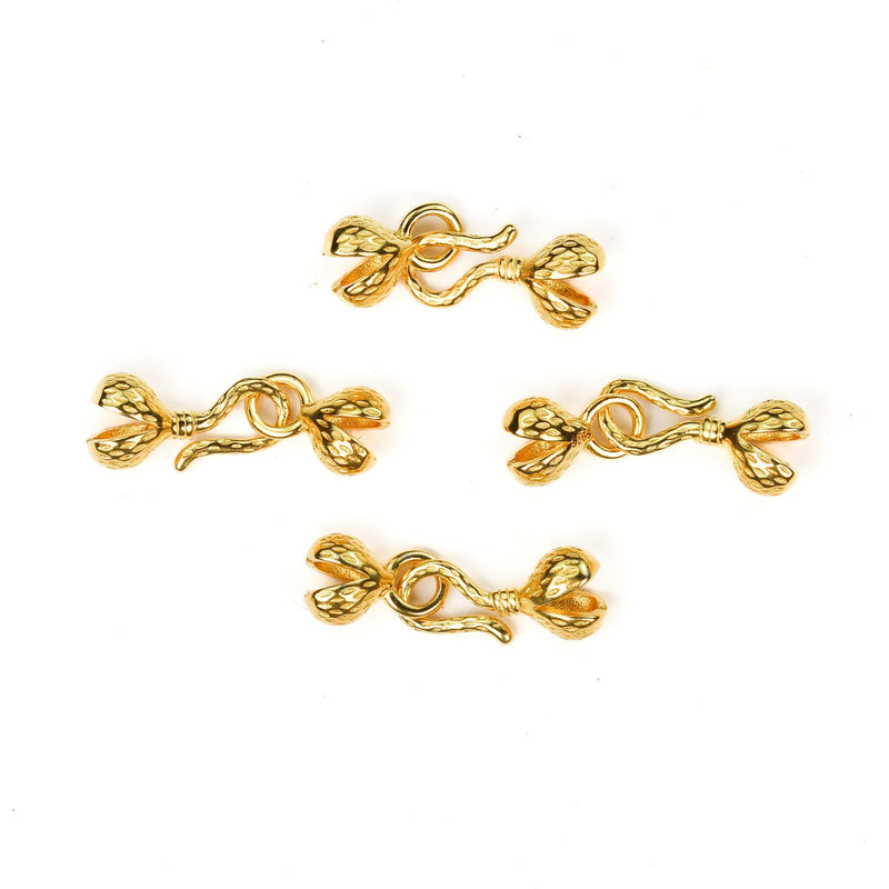 S Hook Clasp 2pairs 18K Gold Vermeil Style Jewellery Finding Clasp with Bead Tips, 12*6mm Hook, 9*6mm Loop, 18*6mm