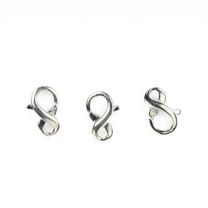 925 Sterling Silver Clasp 15mm "8" Shape Infinity Shape Clasp 925 Silver Jewellery Findings Lobster Clasps, 15*10mm, 3mm Thickness