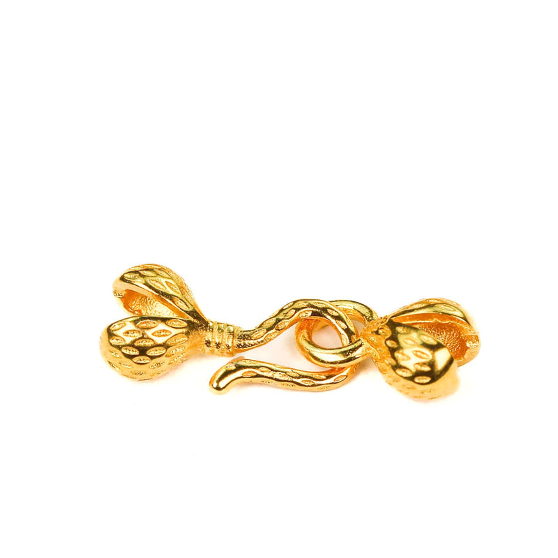 S Hook Clasp 2pairs 18K Gold Vermeil Style Jewellery Finding Clasp with Bead Tips, 12*6mm Hook, 9*6mm Loop, 18*6mm