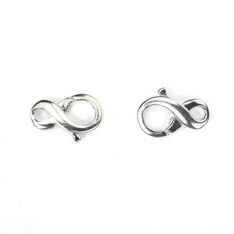 925 Sterling Silver Clasp 15mm "8" Shape Infinity Shape Clasp 925 Silver Jewellery Findings Lobster Clasps, 15*10mm, 3mm Thickness