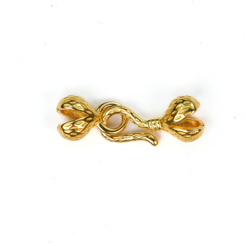 S Hook Clasp 2pairs 18K Gold Vermeil Style Jewellery Finding Clasp with Bead Tips, 12*6mm Hook, 9*6mm Loop, 18*6mm