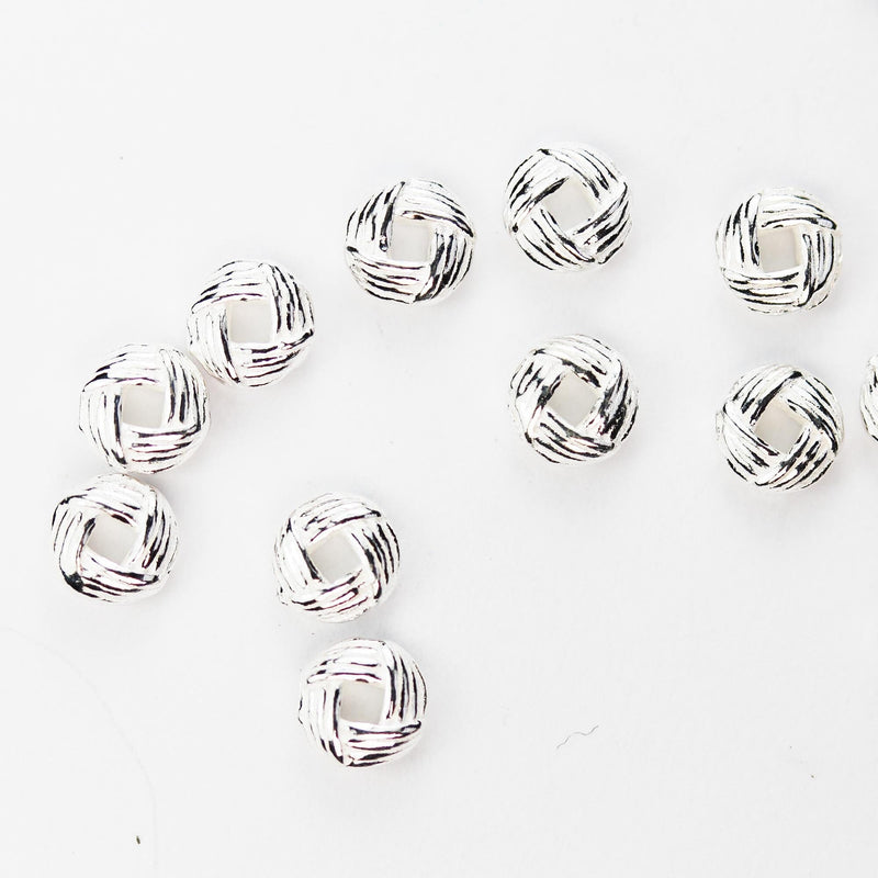 8pcs 925 Sterling Silver Shiny Square Circle Spacer Beads 6mm, Hole 1mm