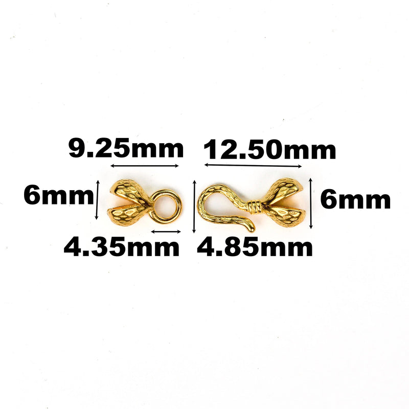 S Hook Clasp 2pairs 18K Gold Vermeil Style Jewellery Finding Clasp with Bead Tips, 12*6mm Hook, 9*6mm Loop, 18*6mm