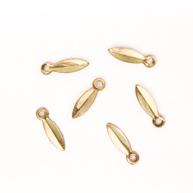 14k gold filled 2pcs of 2.7*9.5 mm leaf charm beads jewellery findings charm / pendant, 1.5mm hole