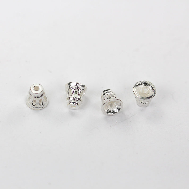 6pcs 925 Sterling Silver Jewelry Findings Cone Bead Cap, 5*5mm Filigree Bead Cap, 5mm Inner Size, 1mm Hole