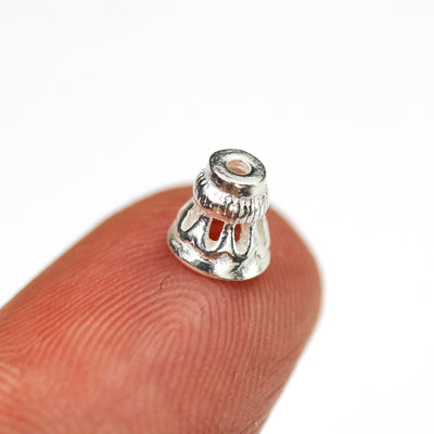 6pcs 925 Sterling Silver Jewelry Findings Cone Bead Cap, 5*5mm Filigree Bead Cap, 5mm Inner Size, 1mm Hole